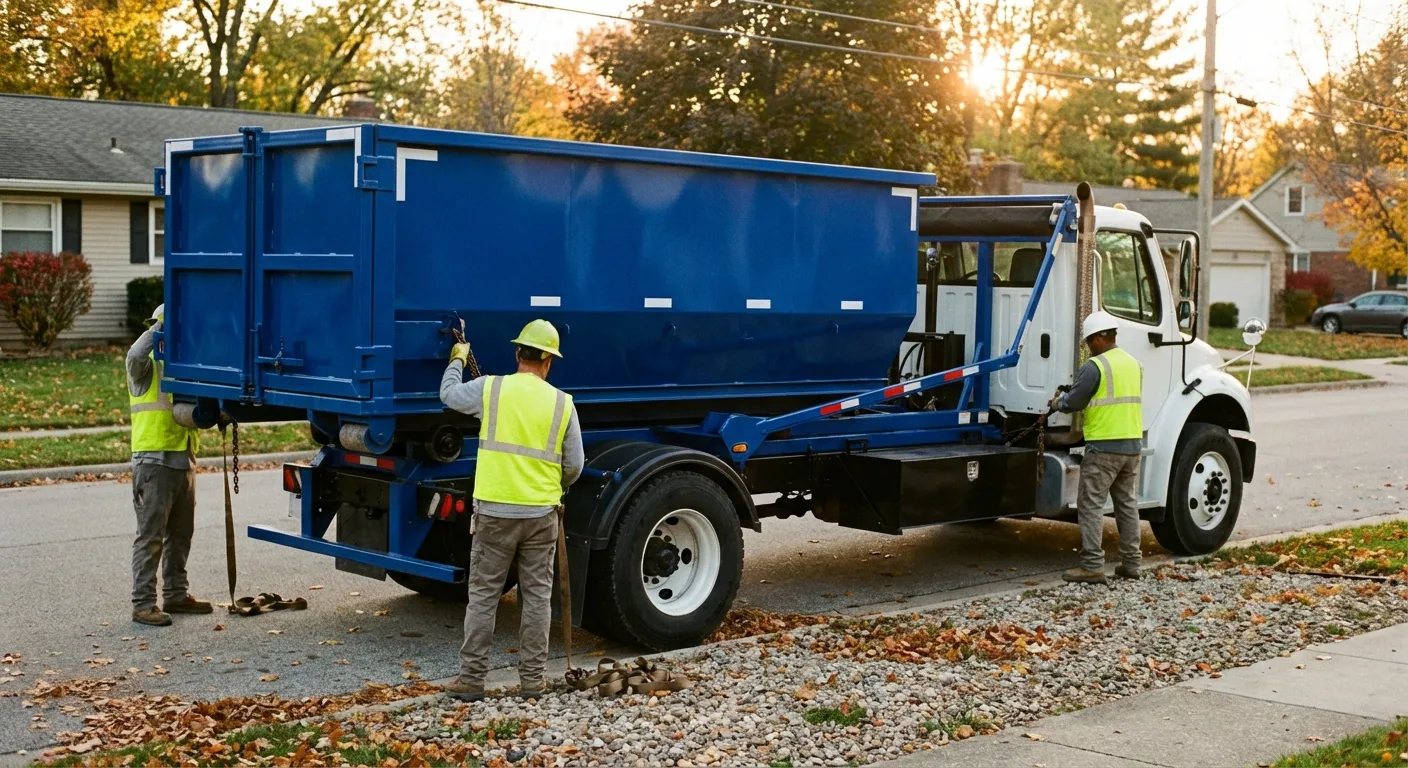 Roll-off dumpster delivery truck in Union City, CA