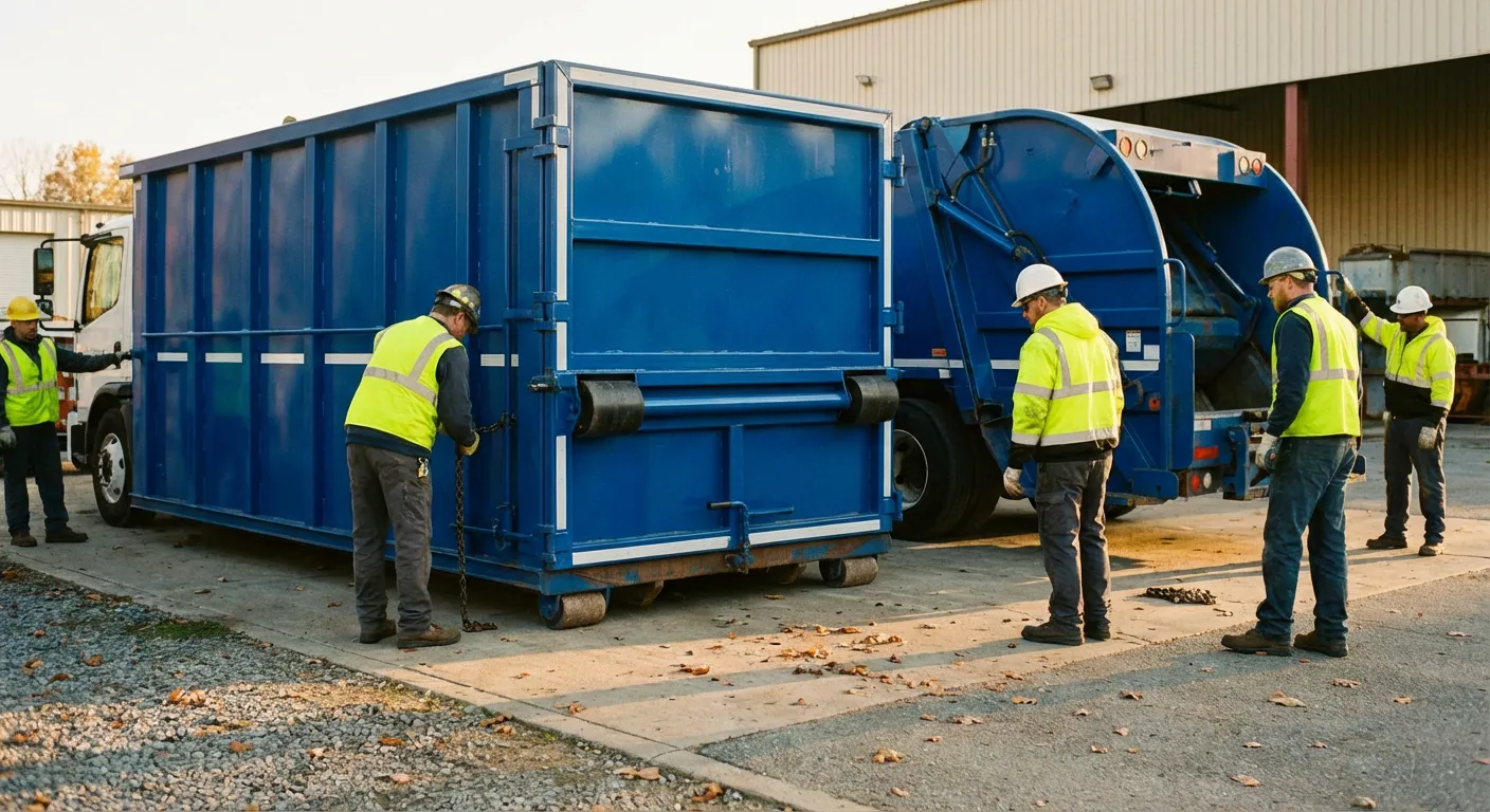 Roll-off dumpster loaded with construction debris in Union City, CA