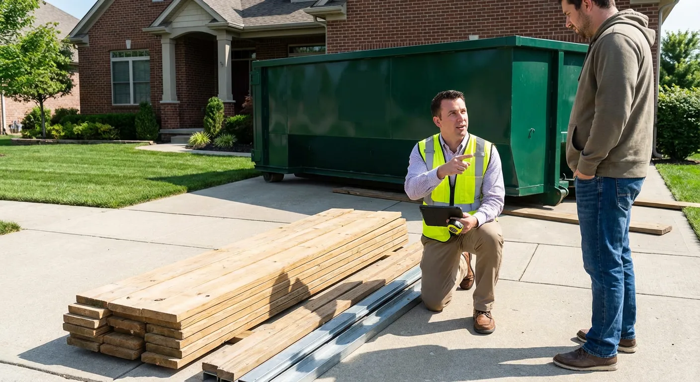 Dumpster rental delivery truck in Union City